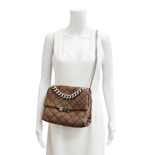 STELLA MCCARTNEY | Beckett Brown Faux-Suede Quilted Shoulder Bag