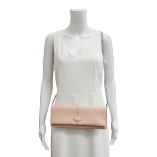 TOD'S | Light Pink Leather Pochette Convertible Clutch