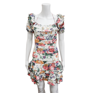 Allia Floral Pintuck Mini Dress