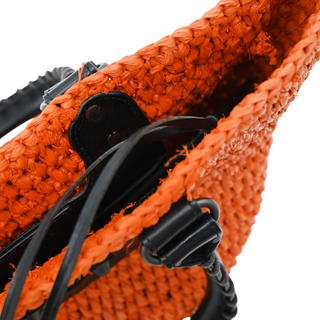 BALENCIAGA | Raffia Motocross Classic Panier Basket Tote Bag