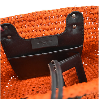 BALENCIAGA | Raffia Motocross Classic Panier Basket Tote Bag