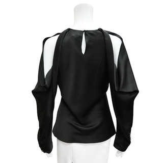 SIMKHAI | Marisa Black Satin Cold Shoulder Blouse