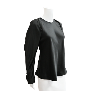 SIMKHAI | Marisa Black Satin Cold Shoulder Blouse