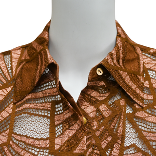 RAMY BROOK | Priscilla Bronze Lace Button-Down Blouse