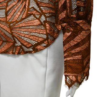RAMY BROOK | Priscilla Bronze Lace Button-Down Blouse