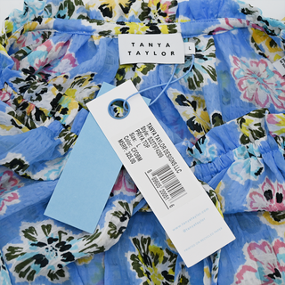 TANYA TAYLOR | Priya Floral Oxford Blue Blouse
