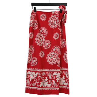DOUBLE D RANCH | Red Cotton Printed Wrap Skirt