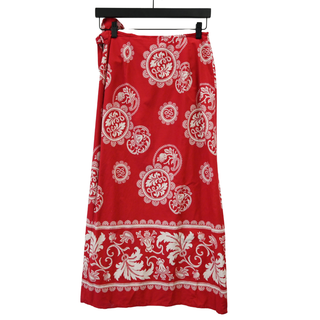 DOUBLE D RANCH | Red Cotton Printed Wrap Skirt