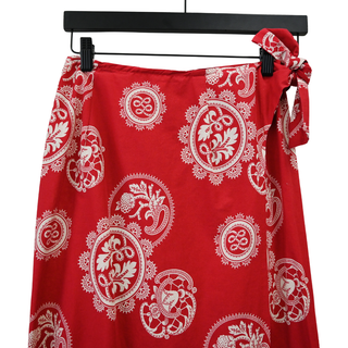 DOUBLE D RANCH | Red Cotton Printed Wrap Skirt