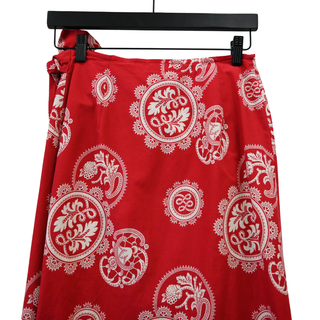 DOUBLE D RANCH | Red Cotton Printed Wrap Skirt