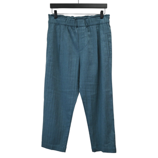 BRUNELLO CUCINELLI | Teal Linen-Blend Paperbag Trousers