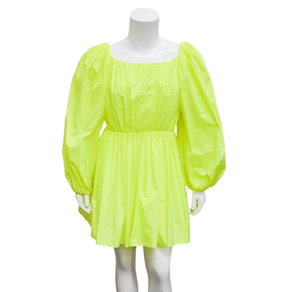 Neon Yellow Puff Sleeve Mini Dress
