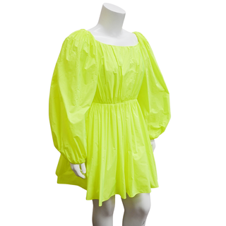 VALENTINO | Neon Yellow Puff Sleeve Mini Dress