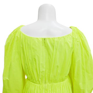 VALENTINO | Neon Yellow Puff Sleeve Mini Dress
