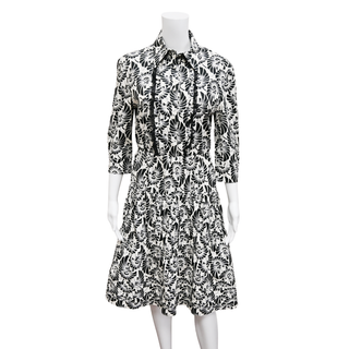 Abstract Floral Print Cotton Shirt Dress