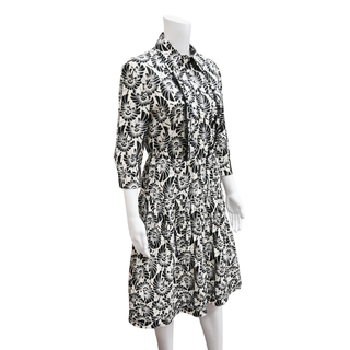 Abstract Floral Print Cotton Shirt Dress