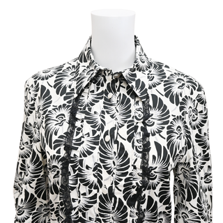 Abstract Floral Print Cotton Shirt Dress