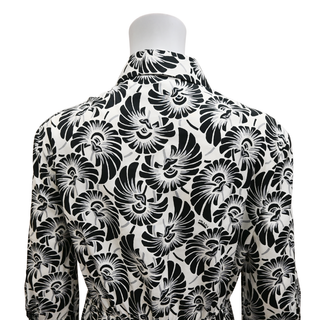 Abstract Floral Print Cotton Shirt Dress