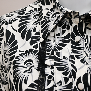 Abstract Floral Print Cotton Shirt Dress