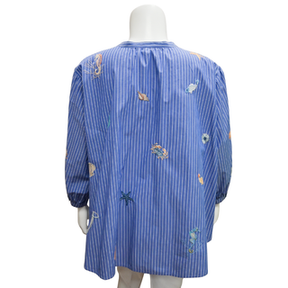 JOHNNY WAS WORKSHOP | Striped Embroidered Sea Life Button-Down Blouse