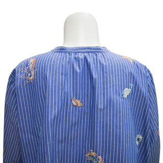 JOHNNY WAS WORKSHOP | Striped Embroidered Sea Life Button-Down Blouse