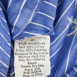 JOHNNY WAS WORKSHOP | Striped Embroidered Sea Life Button-Down Blouse