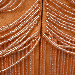 ZUHAIR MURAD | Dusty Orange Embellished Fringe Mini Dress