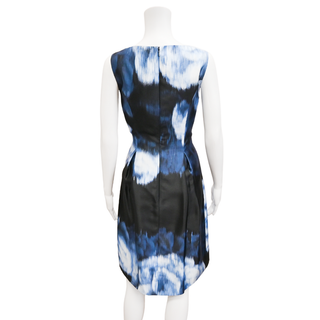 LELA ROSE | Floral Ikat-Print Bell-Skirt Silk Dress