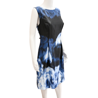 LELA ROSE | Floral Ikat-Print Bell-Skirt Silk Dress