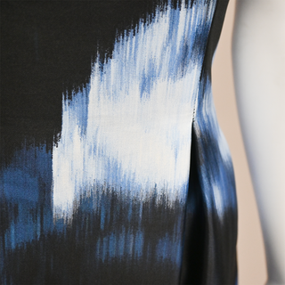 LELA ROSE | Floral Ikat-Print Bell-Skirt Silk Dress