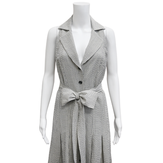 CAROLINA HERRERA | Striped Seersucker Belted Dress