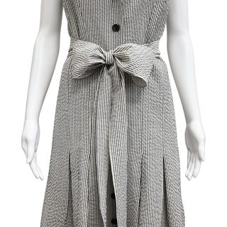 CAROLINA HERRERA | Striped Seersucker Belted Dress