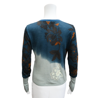 CHRISTIAN DIOR | Blue & Gray Gradient Floral Print Knit Top