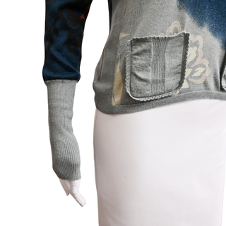 CHRISTIAN DIOR | Blue & Gray Gradient Floral Print Knit Top