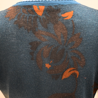 CHRISTIAN DIOR | Blue & Gray Gradient Floral Print Knit Top