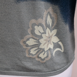 CHRISTIAN DIOR | Blue & Gray Gradient Floral Print Knit Top