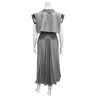 SACAI | Gray Chalkstripe Wool Vest