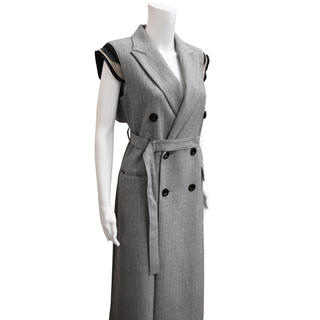 SACAI | Gray Chalkstripe Wool Vest