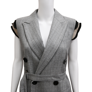 SACAI | Gray Chalkstripe Wool Vest