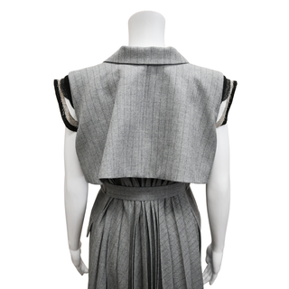 SACAI | Gray Chalkstripe Wool Vest