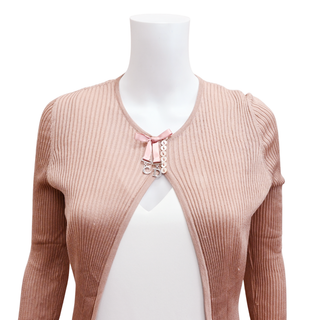 CHRISTIAN DIOR | CD Bow Mauve Knit Cardigan