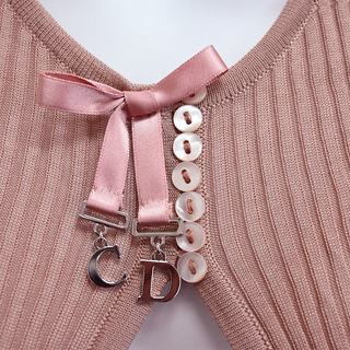 CHRISTIAN DIOR | CD Bow Mauve Knit Cardigan