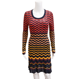 M MISSONI | Wavy Striped Multicolored Knit Dress