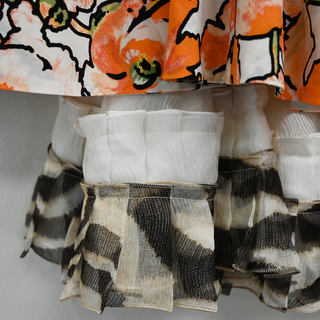 ROBERTO CAVALLI | Orange Floral Print Silk Skirt