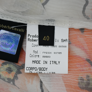 ROBERTO CAVALLI | Orange Floral Print Silk Skirt