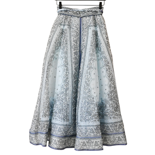 ZIMMERMANN | Matchmaker Blue Bandana Linen Midi Skirt