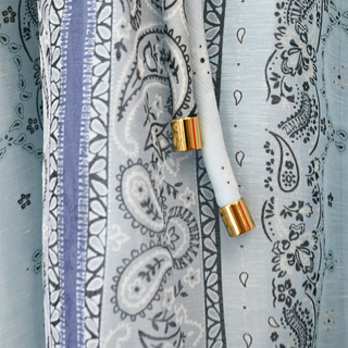 ZIMMERMANN | Matchmaker Blue Bandana Linen Midi Skirt