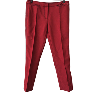 BURBERRY | Dark Red Contrast Stitch Pintuck Trousers