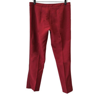 BURBERRY | Dark Red Contrast Stitch Pintuck Trousers