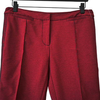 BURBERRY | Dark Red Contrast Stitch Pintuck Trousers